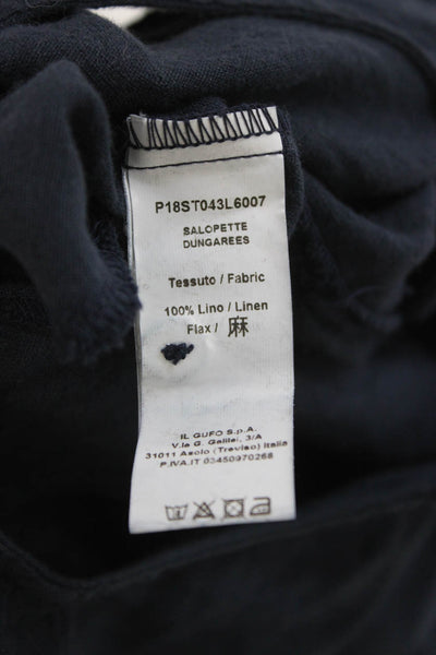 Il Gufo Girls Linen Sleeveless Buttoned Jumpsuit Blue Size 8