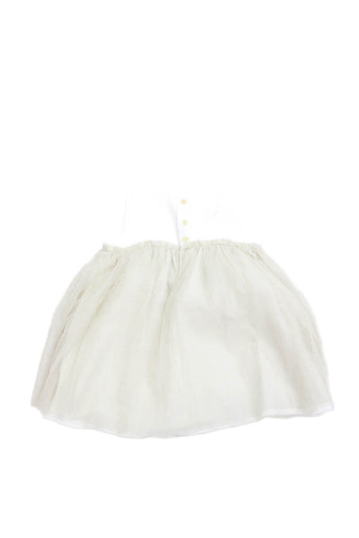 Il Gufo Girls Tulle Skirt Detail Sleevless Dress White Size 6 Months