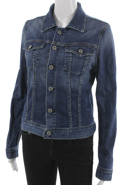 AG Womens Basic Jacket Blue Button Long Sleeve Size M