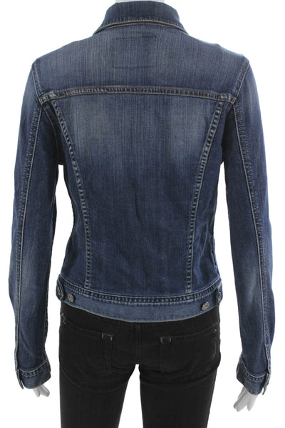 AG Womens Basic Jacket Blue Button Long Sleeve Size M