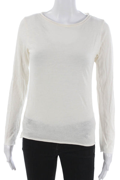Levis Womens Basic White Cotton Long Sleeve T Shirt Round Neck Size S