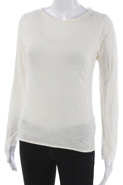 Levis Womens Basic White Cotton Long Sleeve T Shirt Round Neck Size S