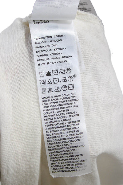 Levis Womens Basic White Cotton Long Sleeve T Shirt Round Neck Size S
