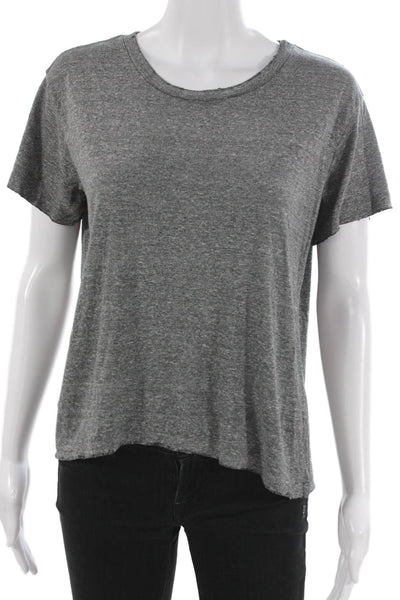 Current/Elliott Women Basic Short Sleeve T-Shirt Gray Polyester Pullover Size 2