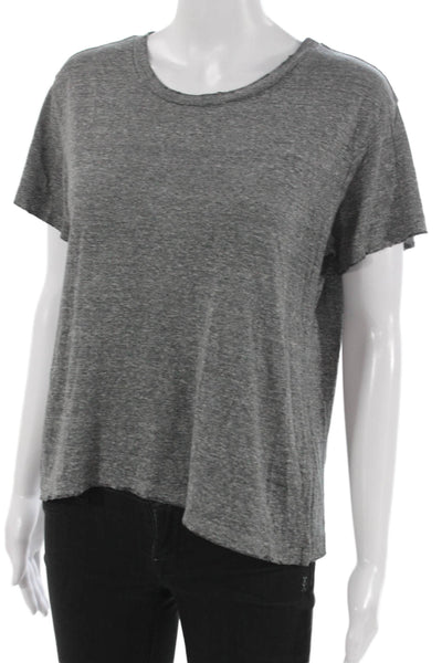 Current/Elliott Women Basic Short Sleeve T-Shirt Gray Polyester Pullover Size 2