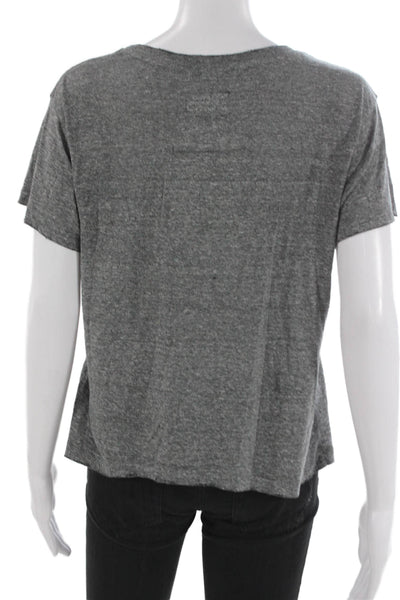 Current/Elliott Women Basic Short Sleeve T-Shirt Gray Polyester Pullover Size 2