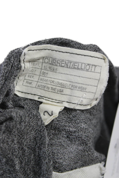 Current/Elliott Women Basic Short Sleeve T-Shirt Gray Polyester Pullover Size 2