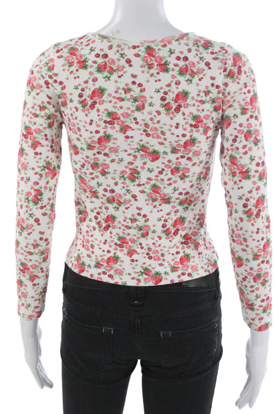 Love Shack Fancy Women Henley T-Shirt Floral Multicolor Long Sleeve Size S
