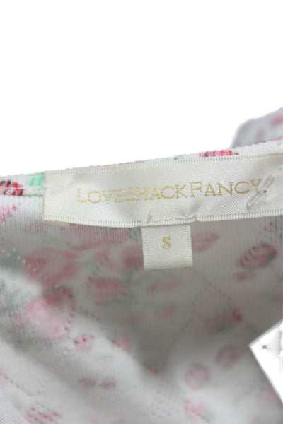 Love Shack Fancy Women Henley T-Shirt Floral Multicolor Long Sleeve Size S