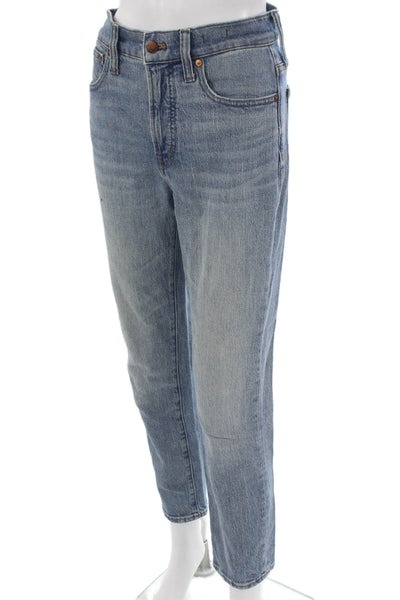 Madewell Women Tapered Jeans Blue Mid-Rise Button Cotton Size 25