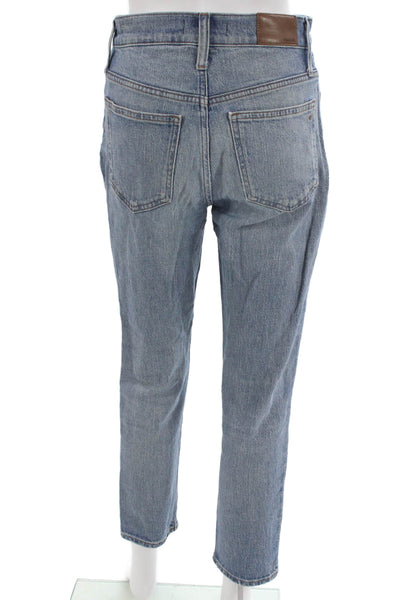Madewell Women Tapered Jeans Blue Mid-Rise Button Cotton Size 25