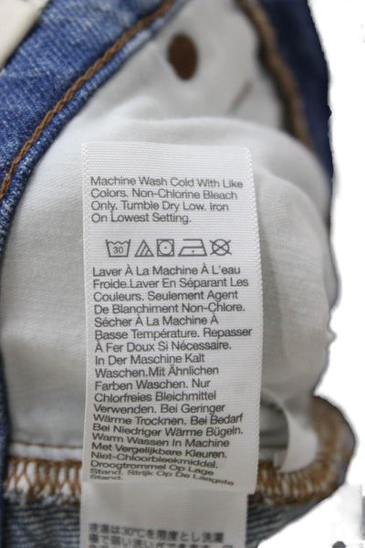 Madewell Women Tapered Jeans Blue Mid-Rise Button Cotton Size 25