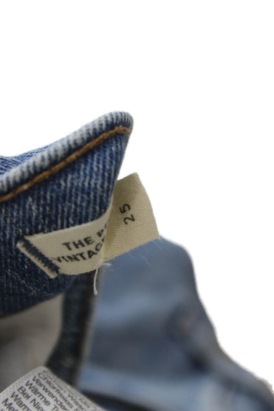 Madewell Women Tapered Jeans Blue Mid-Rise Button Cotton Size 25