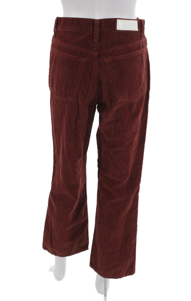 Re/Done Women Red Cotton Button Pants Size 26