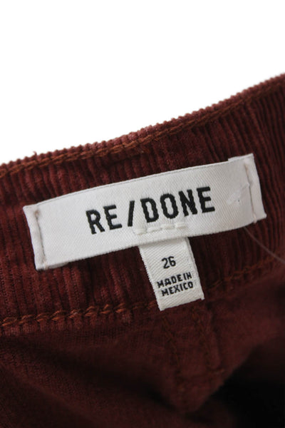 Re/Done Women Red Cotton Button Pants Size 26