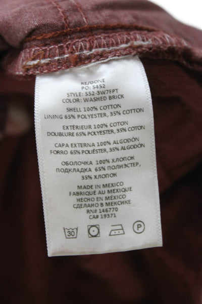 Re/Done Women Red Cotton Button Pants Size 26
