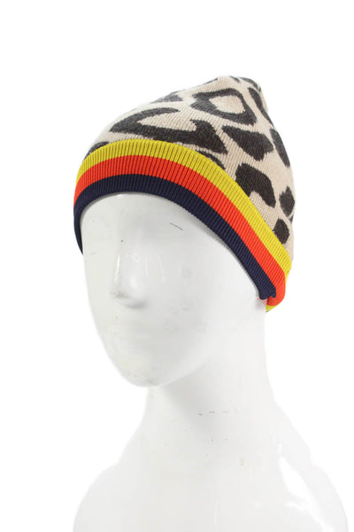 Kule Women's Animal Print Knit Wool Blend Beanie Hat One Size