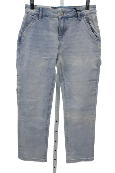 Mica Womens Cropped High Rise Blue Jeans Button Cotton Size 25