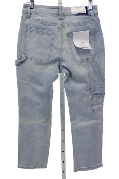 Mica Womens Cropped High Rise Blue Jeans Button Cotton Size 25