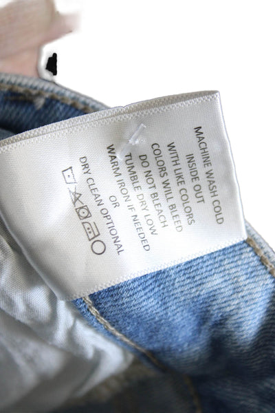 Mica Womens Cropped High Rise Blue Jeans Button Cotton Size 25
