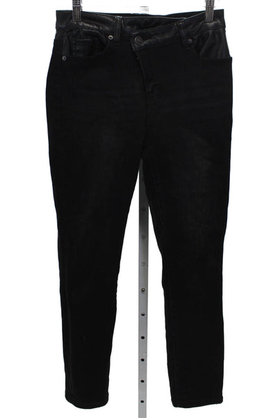 Mica Women Skinny Jeans Black Cotton Blend Mid Rise Button Missing Size 25