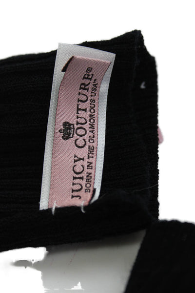 Juicy Couture Womens Wool Knit Jeweled Fingerless Gloves Black One Size
