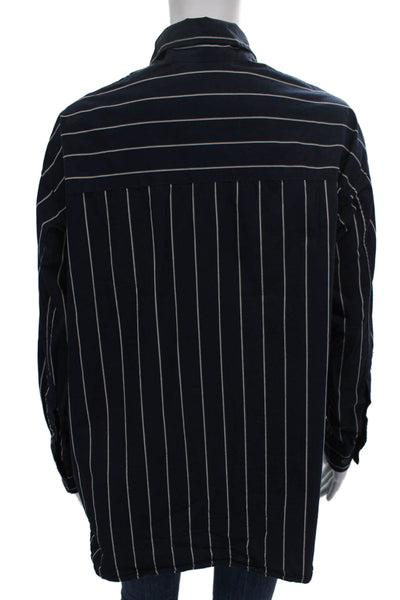 Wilfred Free Women Collared Striped Cotton Button-Up Long Sleeve Blue Size 2XS