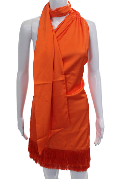 BAOBAB Womens Orange Halter Sleeveless Mini Dress Knee Length Polyester Size S