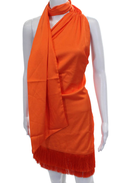BAOBAB Womens Orange Halter Sleeveless Mini Dress Knee Length Polyester Size S