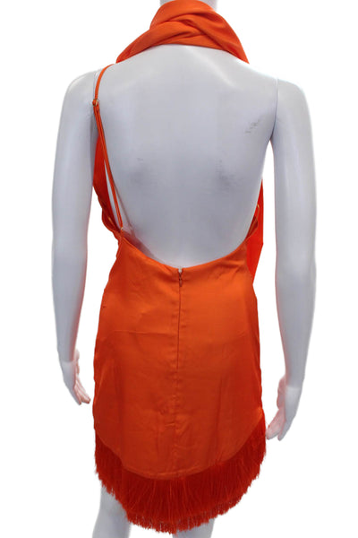 BAOBAB Womens Orange Halter Sleeveless Mini Dress Knee Length Polyester Size S
