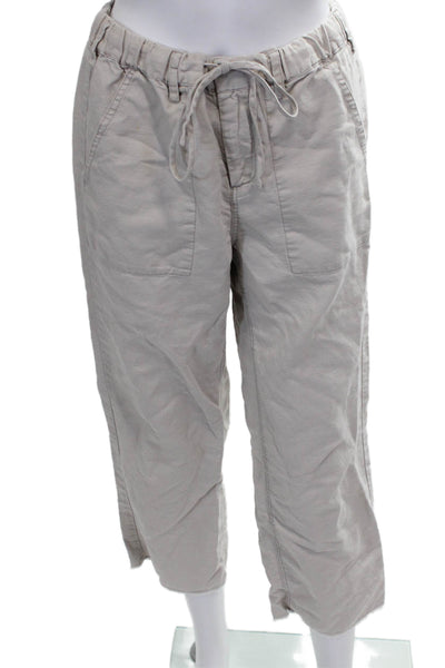 G1 All Purpose Goods Womens Cropped Linen Drawstring Pants Gray Size 2