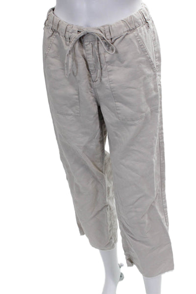 G1 All Purpose Goods Womens Cropped Linen Drawstring Pants Gray Size 2