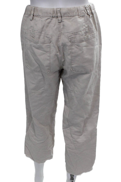 G1 All Purpose Goods Womens Cropped Linen Drawstring Pants Gray Size 2