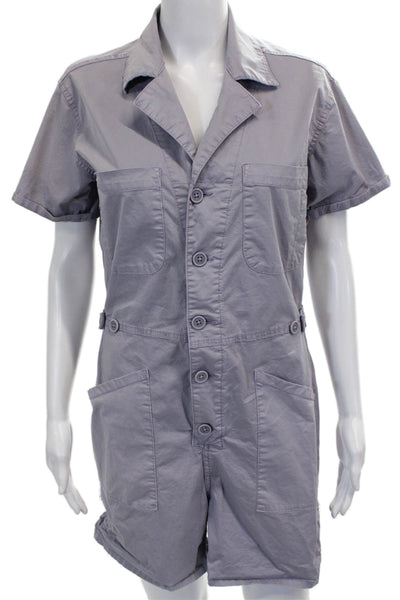 Pistola Womens Romper Gray Collared Short Sleeve Button Cotton Size XS