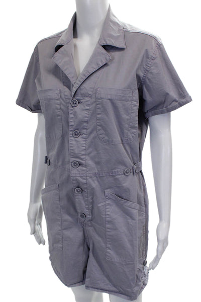 Pistola Womens Romper Gray Collared Short Sleeve Button Cotton Size XS