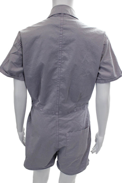 Pistola Womens Romper Gray Collared Short Sleeve Button Cotton Size XS