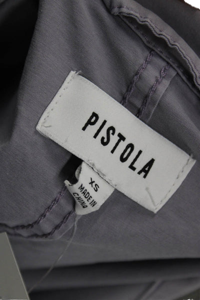 Pistola Womens Romper Gray Collared Short Sleeve Button Cotton Size XS