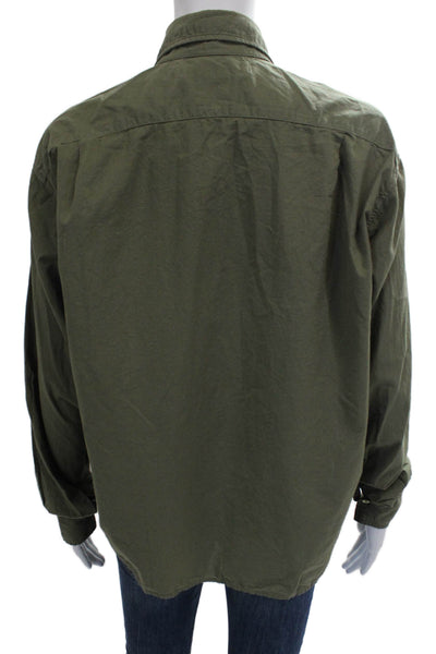 Cali Dreaming Womens Basic Button-Up Cotton Collared Long Sleeve Green Size XS