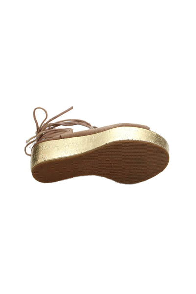 See by Chloe Womens Wedge Heel Platform Strappy Sandals Brown Suede Size 36