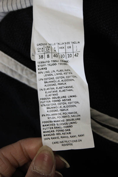 S Max Mara Womens Black Linen Overcoat Button Closure Size 8