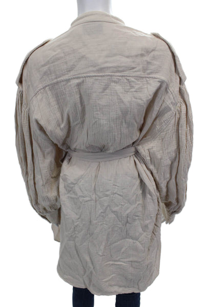 Munthe Womens Shirt Dress Beige Cotton Collared Button Long Sleeve Size 36