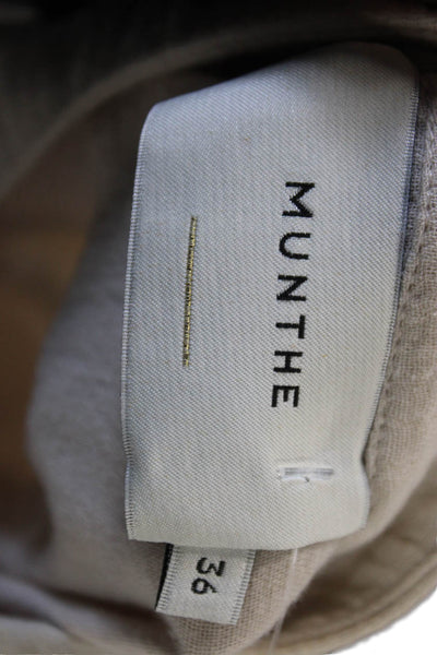 Munthe Womens Shirt Dress Beige Cotton Collared Button Long Sleeve Size 36