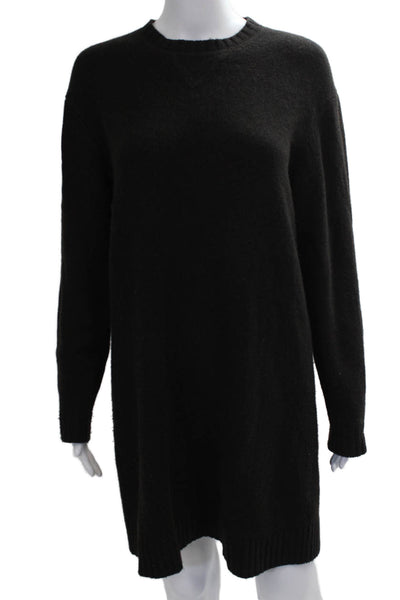 Theory Women Sweater Dress Black Long Sleeve Crew Neck Wool Size PP