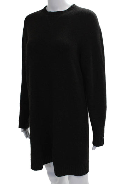 Theory Women Sweater Dress Black Long Sleeve Crew Neck Wool Size PP