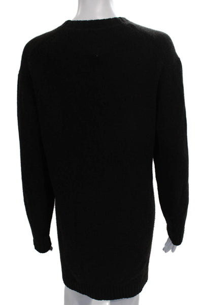 Theory Women Sweater Dress Black Long Sleeve Crew Neck Wool Size PP