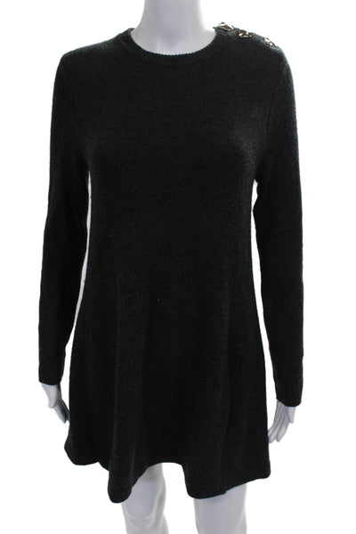 Ba&Sh Womens Sweater Dress Gray Wool Long Sleeve Round Neck Pullover Size 0