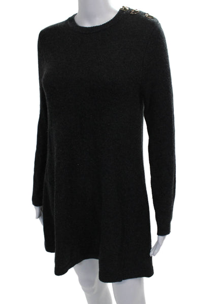 Ba&Sh Womens Sweater Dress Gray Wool Long Sleeve Round Neck Pullover Size 0