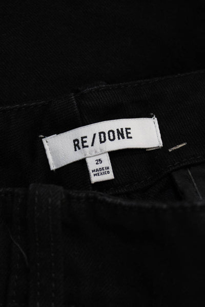 Re/Done Womens Chino Pants Black Mid Rise Button Size 25