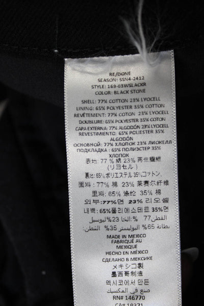 Re/Done Womens Chino Pants Black Mid Rise Button Size 25