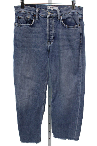 Re/Done Womens Straight Jeans Blue Cotton Mid Rise Button 25in Size 26